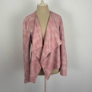 Octavia Moto Jacket Pink Faux Suede Acid Wash Lined L